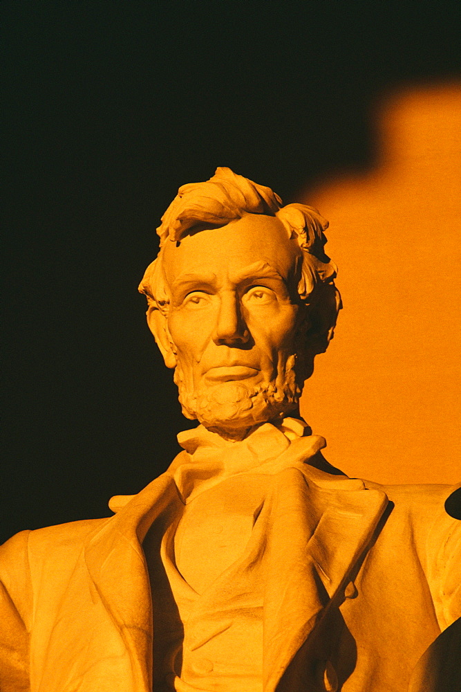 Close-up of an Abraham Lincoln statue, Lincoln Memorial, Washington DC, USA