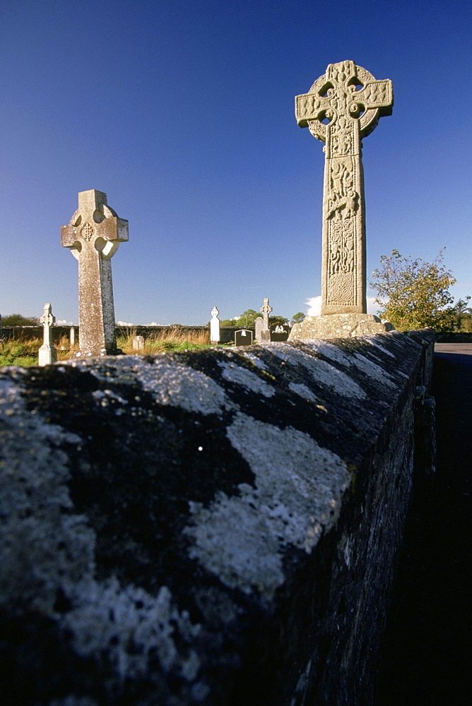 Celtic crosses in a graveyard, Davacliff, Republic of Ireland