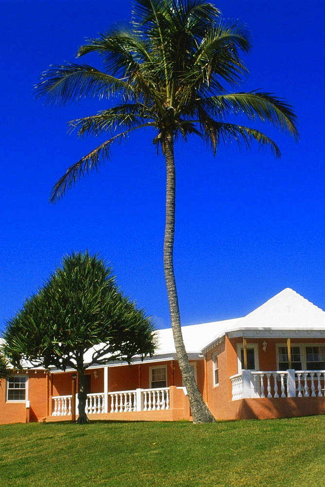 Front view of a man walking on a pavement, Grotto bay beach hotel, Bermuda