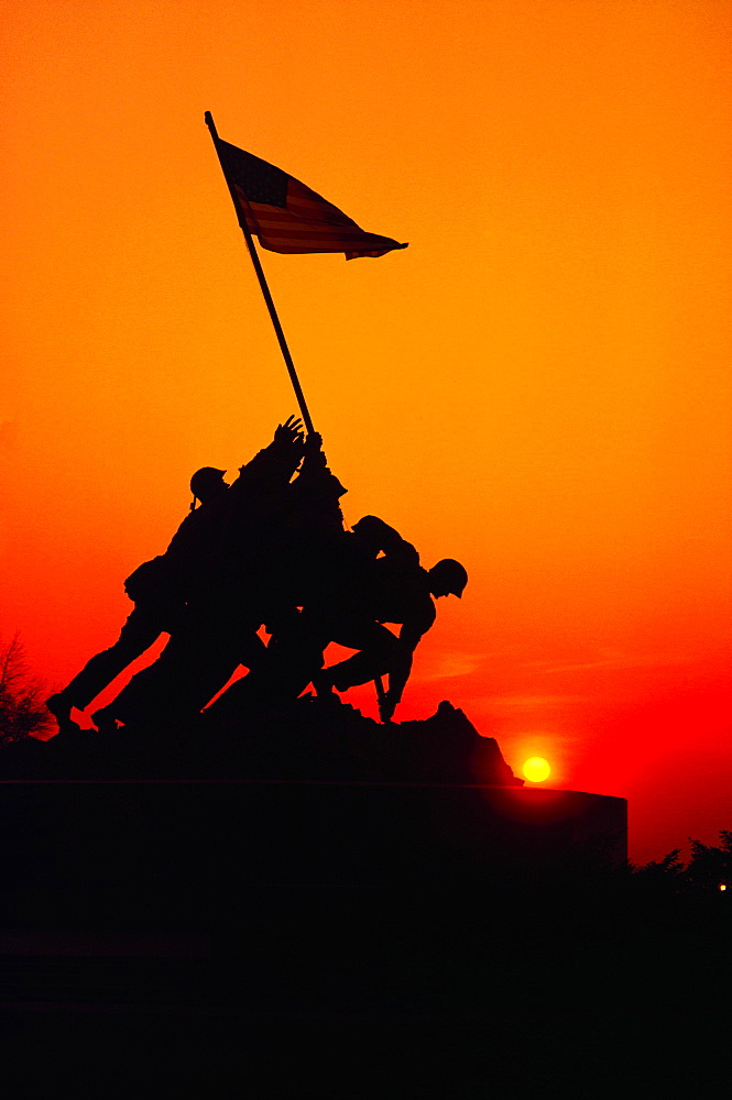 Low angle view of a war memorial, Iwo Jima Memorial, Virginia, USA