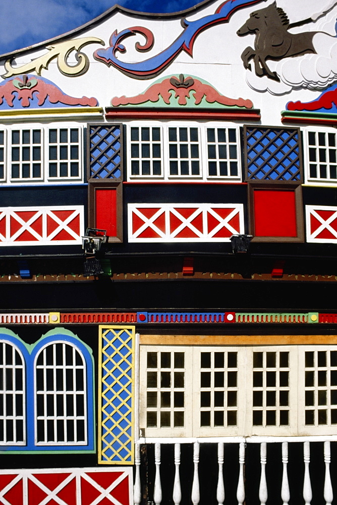 Close up of colorful designs on a ship, Nassau, Bahamas