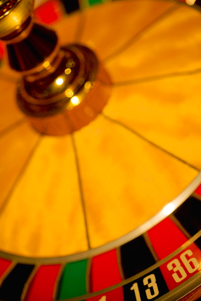 Close-up of a roulette wheel, Las Vegas, Nevada, USA