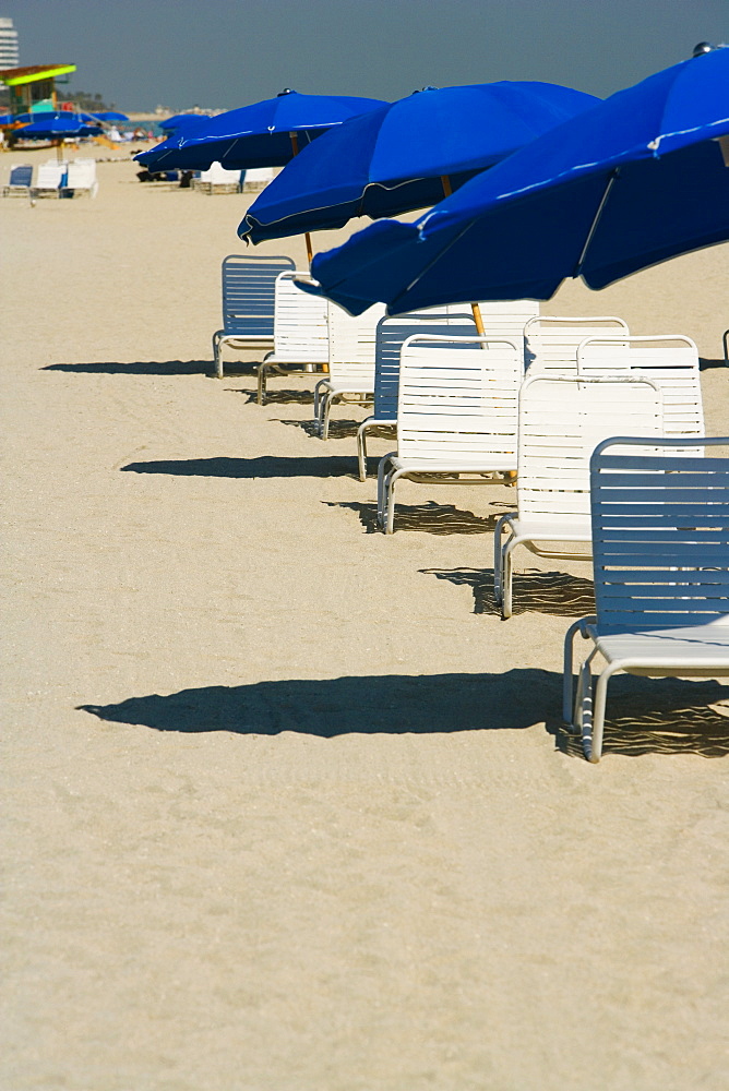 Beach chairs and umbrellas on the beach