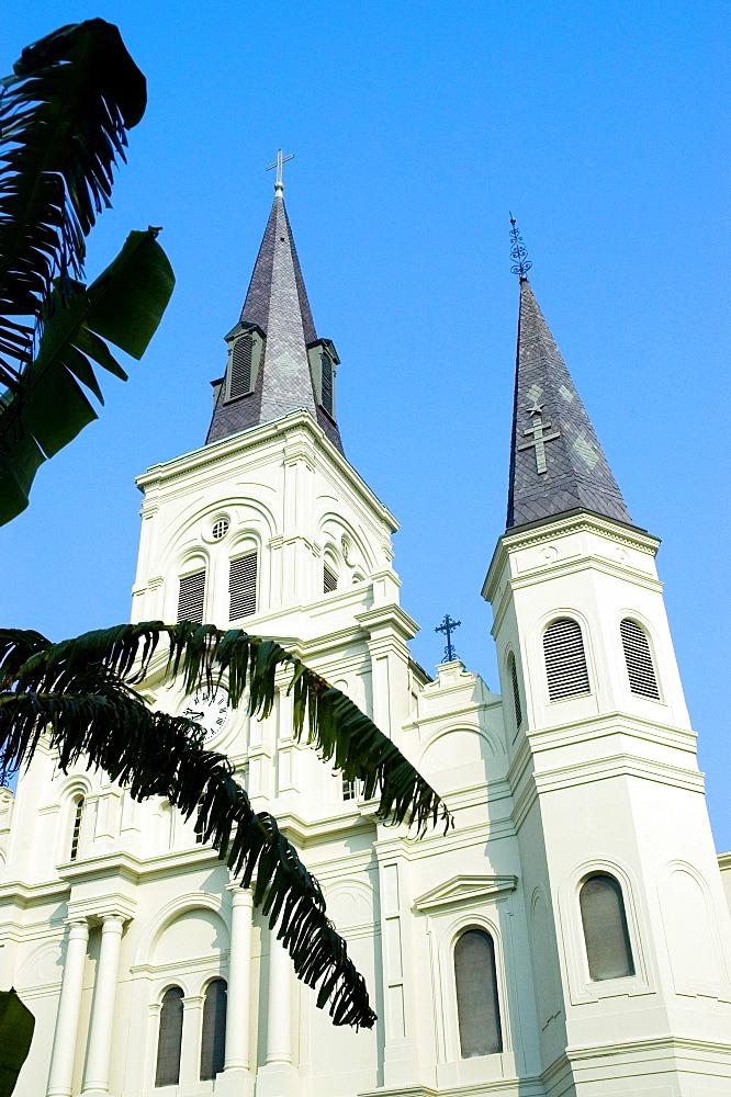 Low angle view of a cathedral, St. Louis Cathedral, Jackson Square, New Orleans, Louisiana, USA