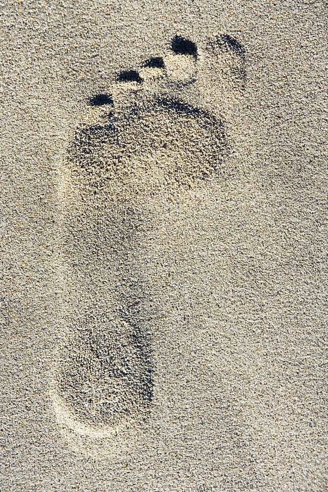 Close-up of a footprint in sand, Miami, Florida, USA