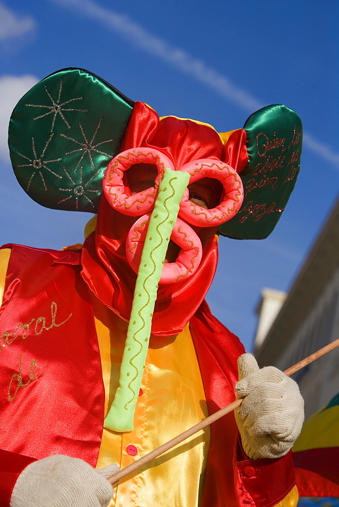 Close-up of a man wearing costume