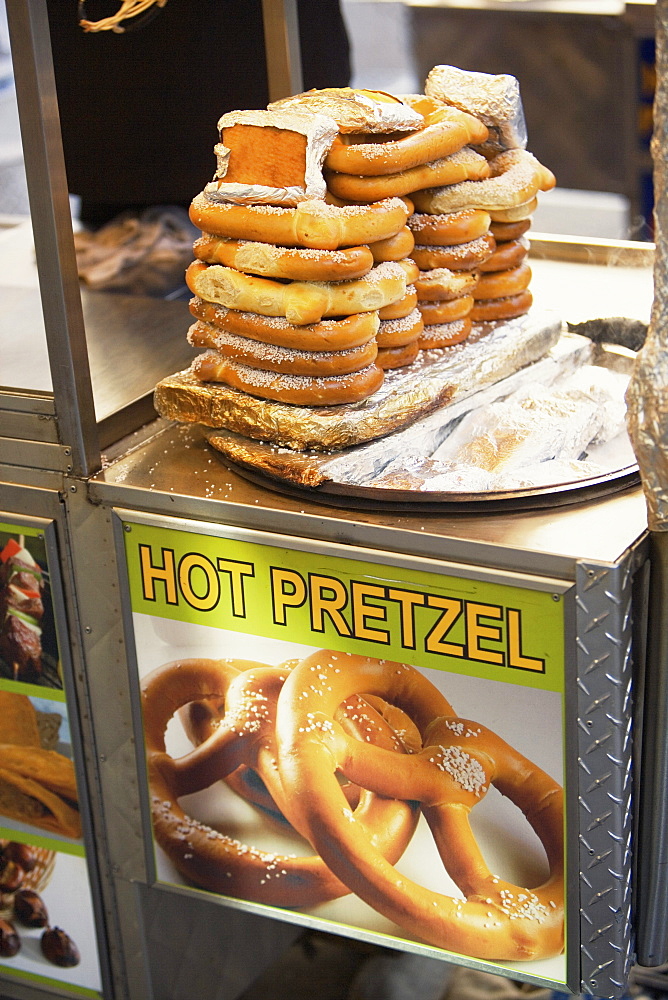 Stack of pretzels at a stall