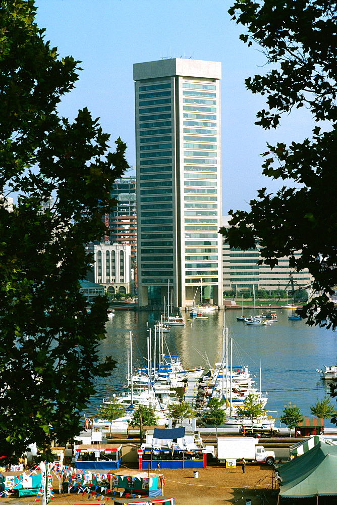 Baltimore harbor and World Trade Center in the background, Maryland