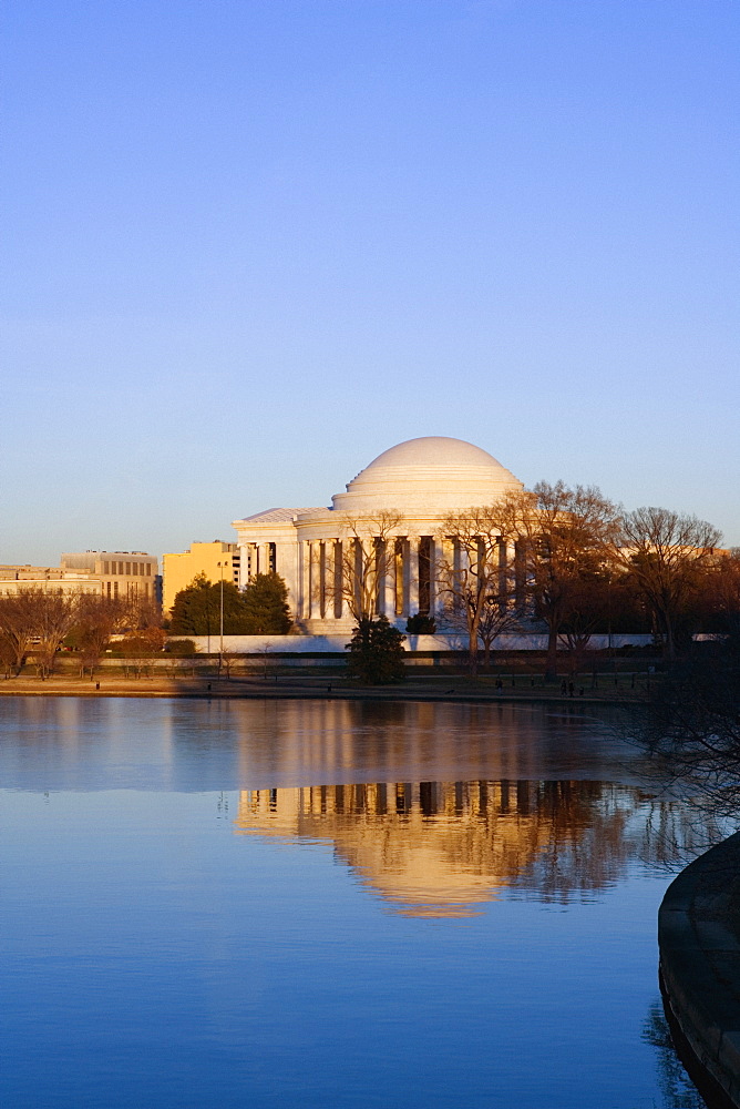 Reflection of a building in water, Jefferson Memorial, Washington DC, USA