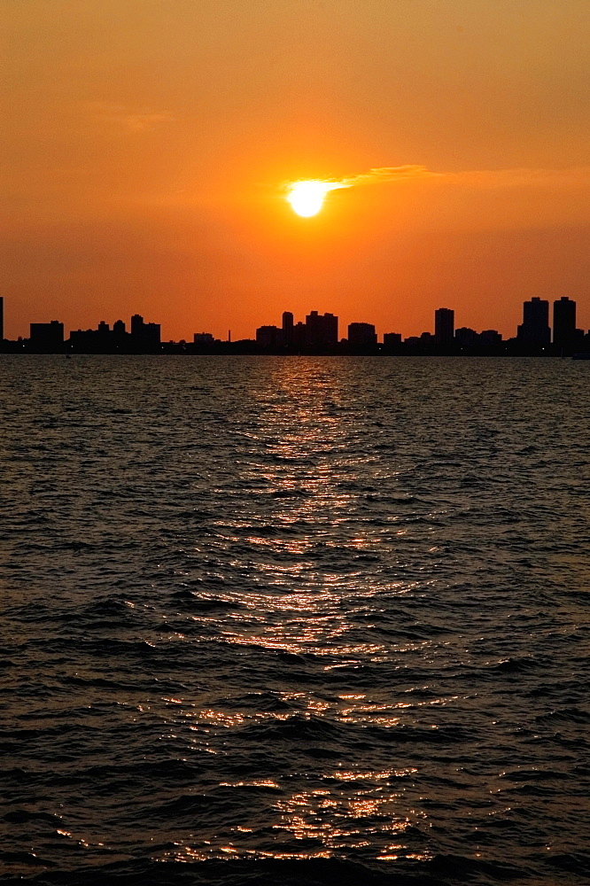 Sunset over the sea, Chicago, Illinois, USA