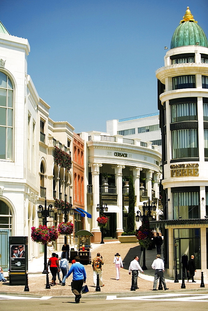 Group of people walking on a street, Rodeo Drive, Los Angeles, California, USA