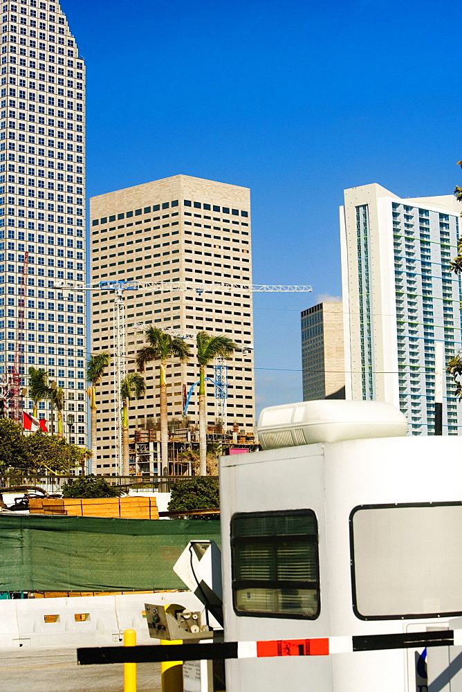 Low angle view of skyscrapers, Miami, Florida, USA