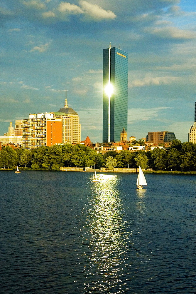 Buildings at sunset, John Hancock Tower, Boston, Massachusetts, USA