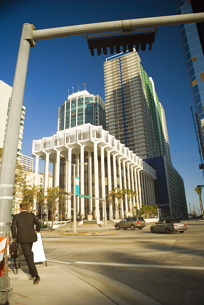 Low angle view of buildings in a city, Miami, Florida, USA