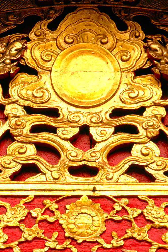 Close-up of a golden carved structure