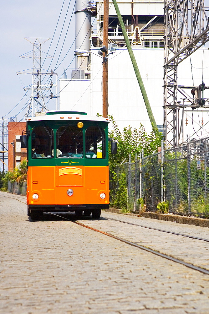 Bus in a city, Savannah, Georgia, USA