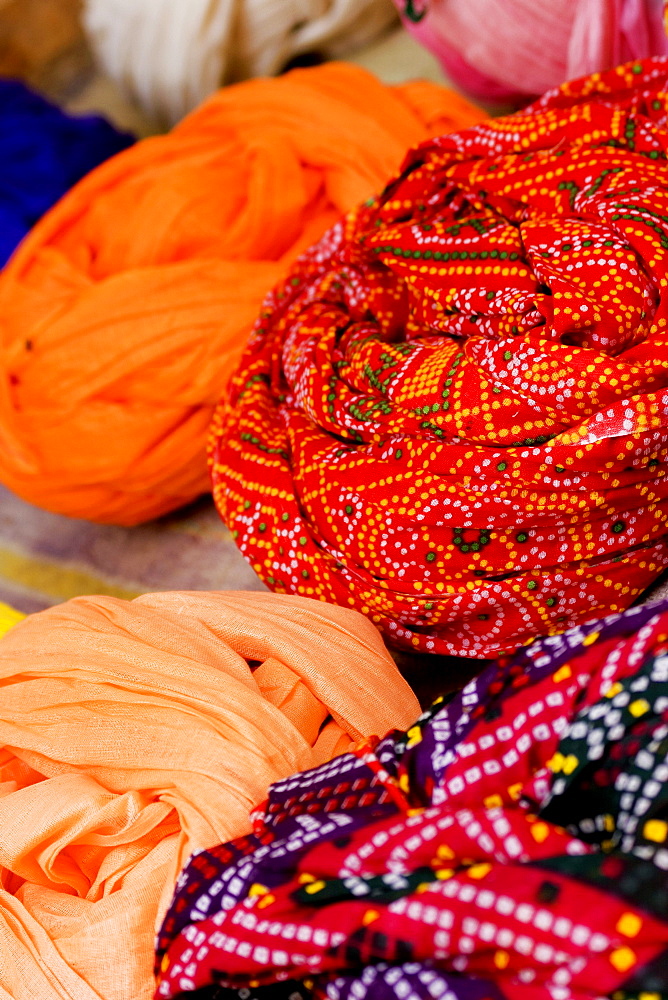 High angle view of turbans, Jaisalmer, Rajasthan, India