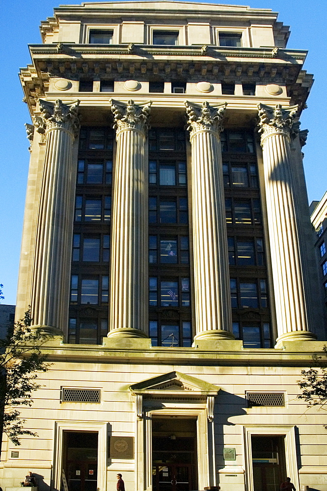 Low angle view of columns of a building, Old Courthouse, Boston, Massachusetts, USA
