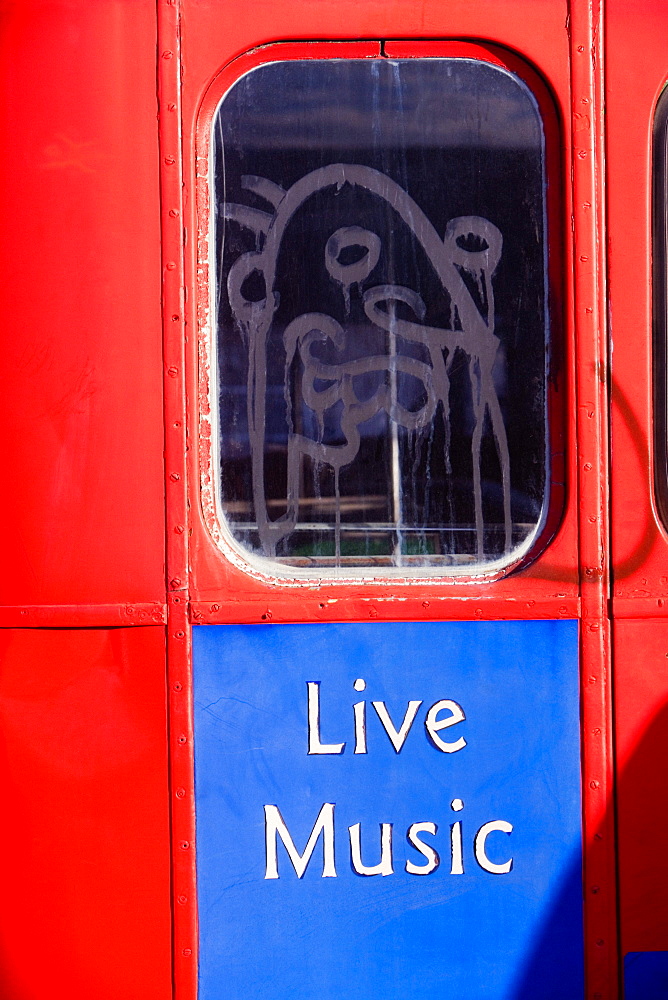 Close-up of graffiti on a vehicle window, Miami, Florida, USA