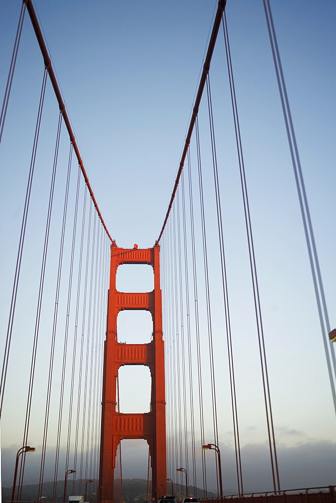 Traffic moving on the road, Golden Gate Bridge, San Francisco, California, USA