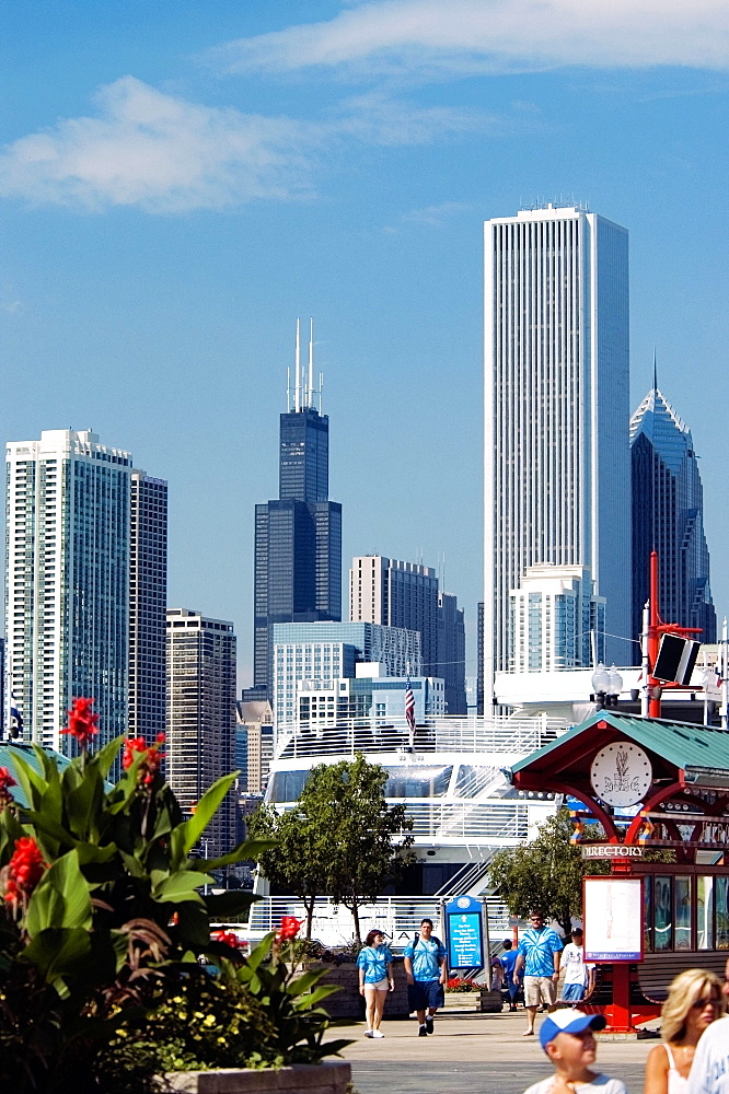 Group of people on the pier, Navy Pier, Chicago, Illinois, USA