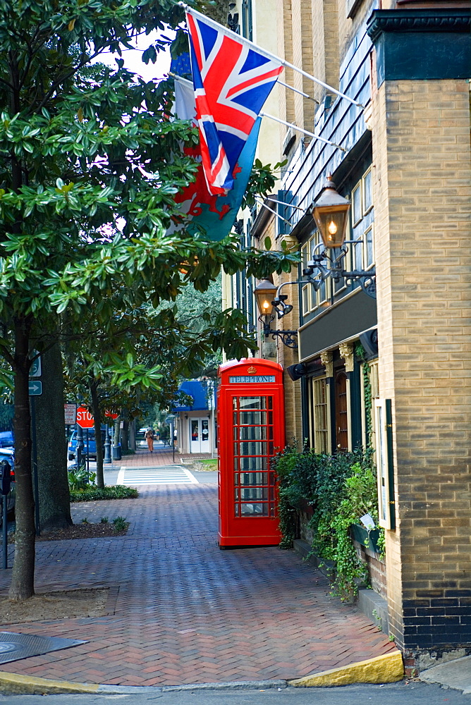 Telephone booth outside a building