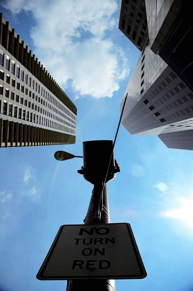 Low angle view of skyscrapers in a city, Chicago, Illinois, USA