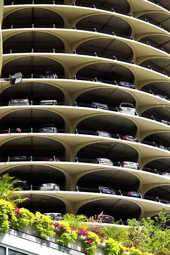 Low angle view of a building, Marina City Complex, Chicago, Illinois, USA