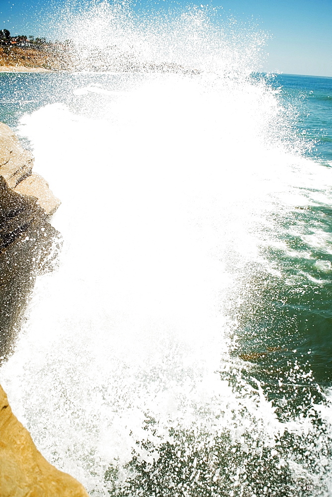 Waves crashing on a rock formation, Coronado Reefs, San Diego, California, USA