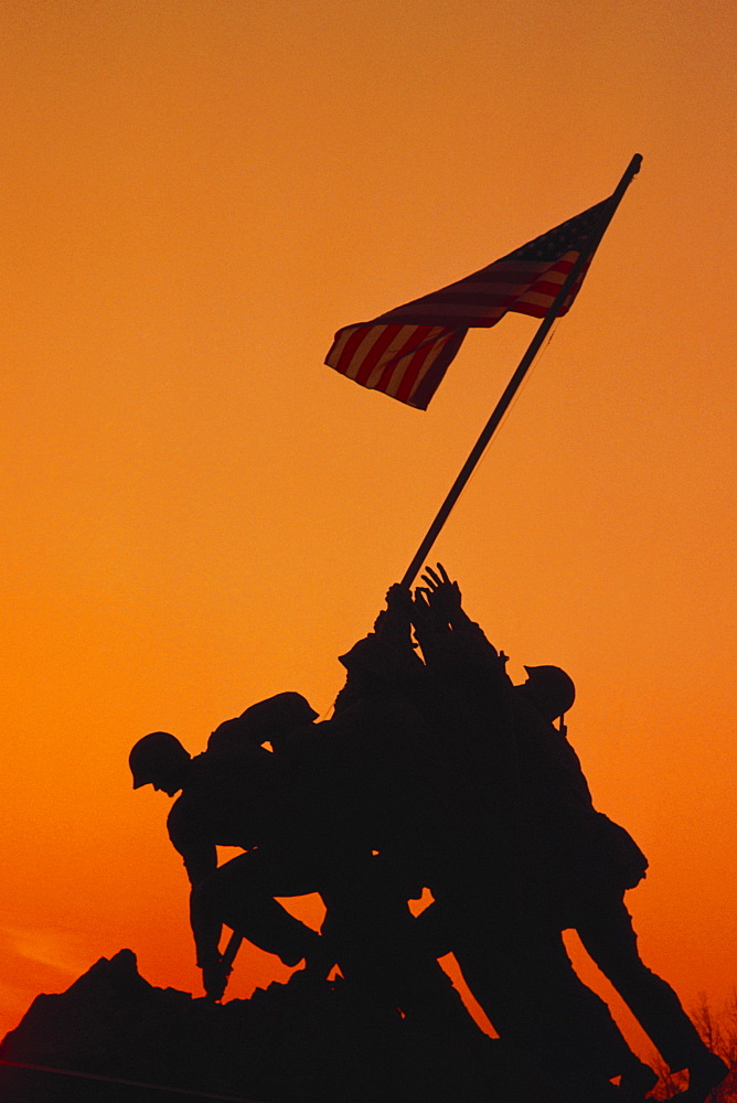 Low angle view of a war memorial, Iwo Jima Memorial, Virginia, USA