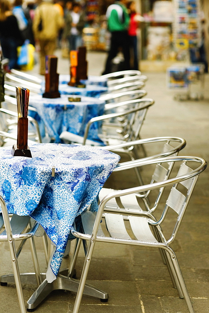 Tables and chairs in a restaurant