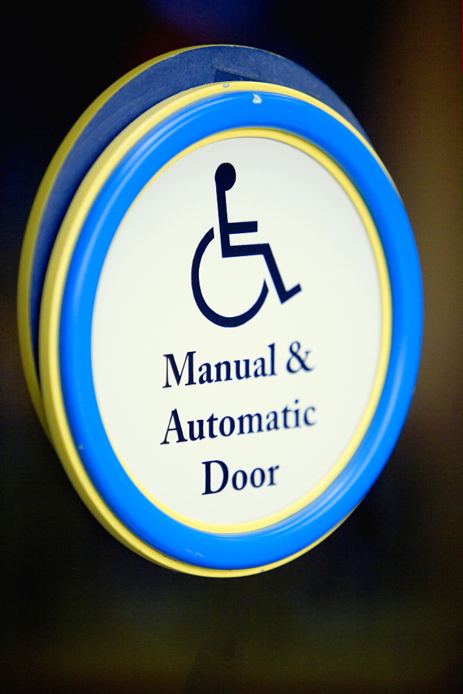 Close-up of a disabled sign