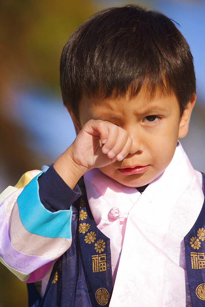 Portrait of a boy crying