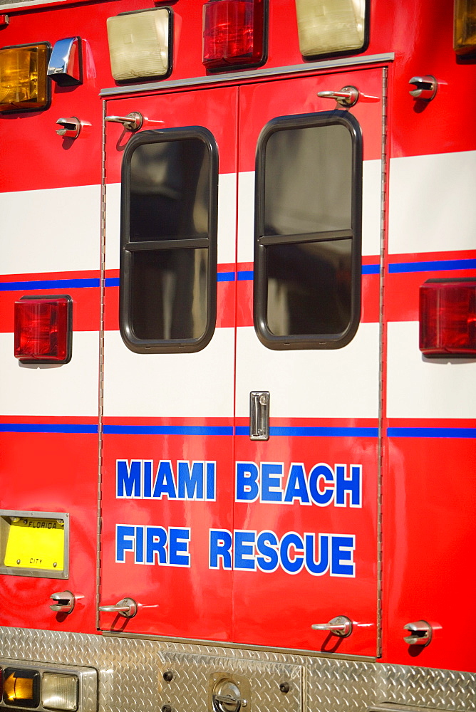 Rear view of a fire engine