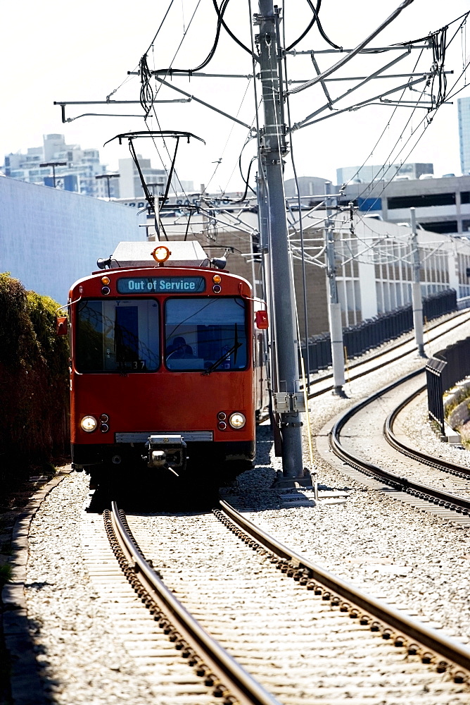 Front profile of a trolley, San Diego, California, USA