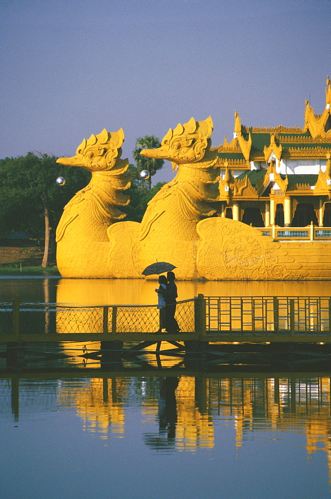 Palace on a barge in a lake, Yangon, Myanmar