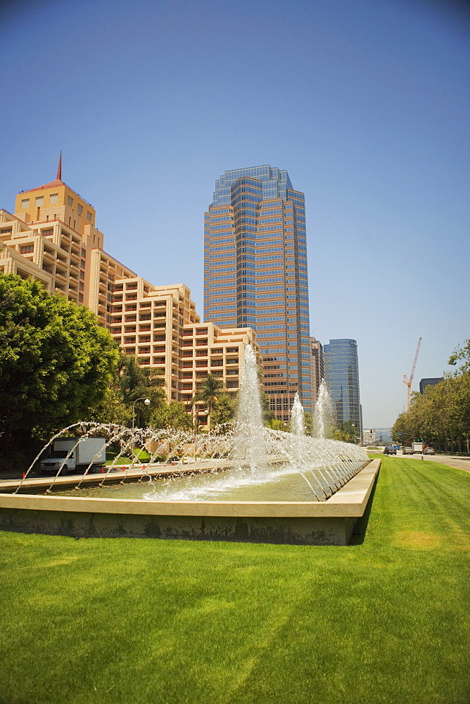 Fountain on a lawn outside a building, Sacramento, California, USA