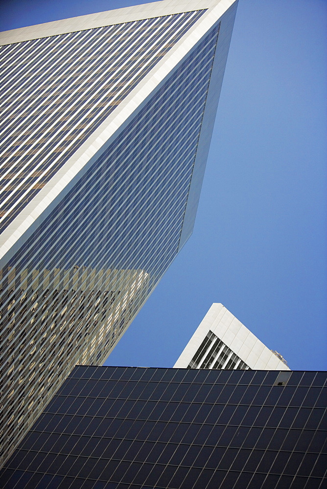 Low angle view of office buildings in a city, Sacramento, California, USA