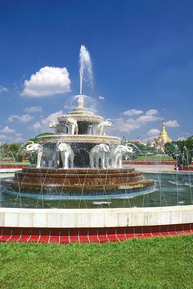 Fountain in a park, Yangon, Myanmar