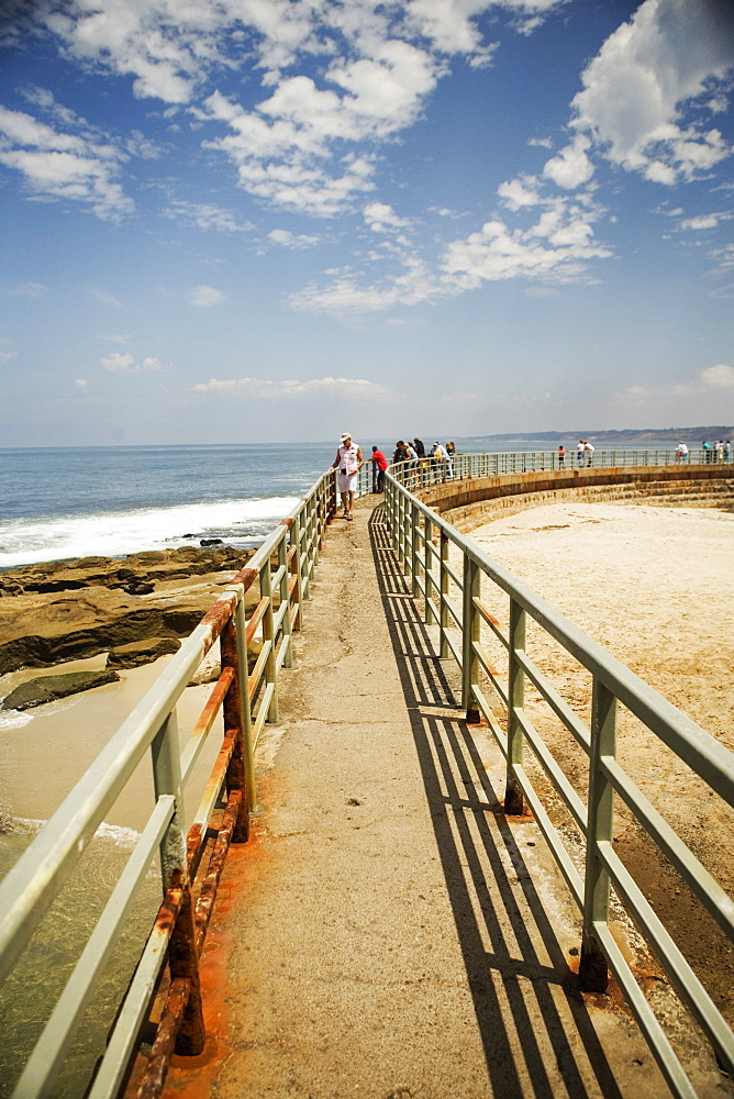 High angle view of a path, La Jolla Reefs, San Diego, California, USA