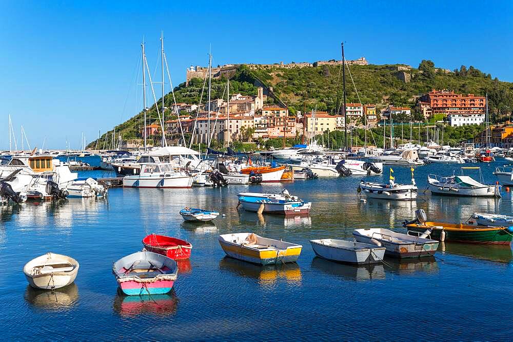 Porto Ercole, the harbour and coastline of the Argentario peninsula, Tuscany, Italy