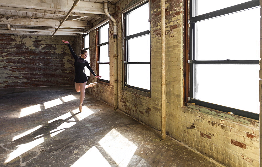 Ballerina in a rehearsal room