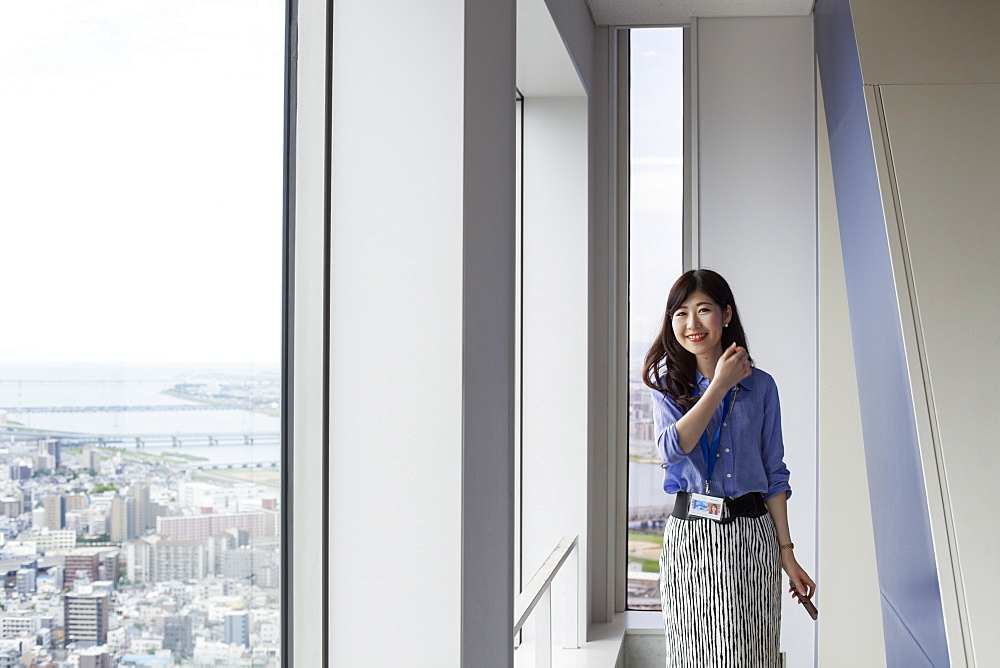 A working woman in an office building, Sakai City, Osaka, Japan