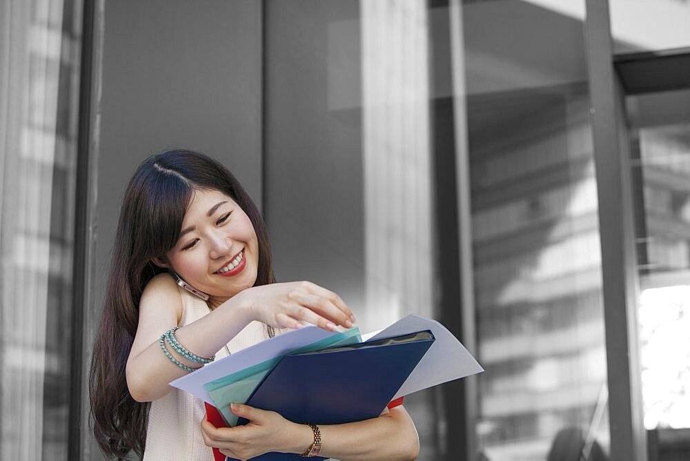 A working woman in an office building, Sakai City, Osaka, Japan