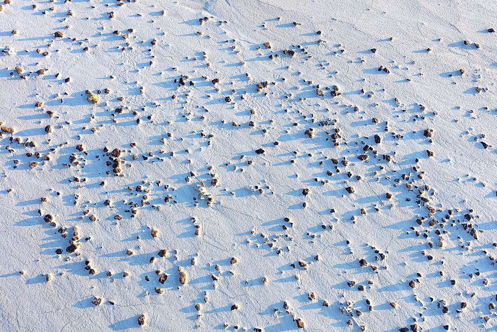 High angle view of small rock formations at dusk, Grasslands National Park, Saskatchewan, Canada