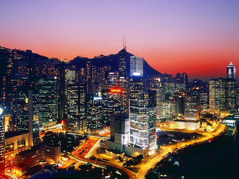 Downtown Hong Kong at Dusk, Hong Kong, China