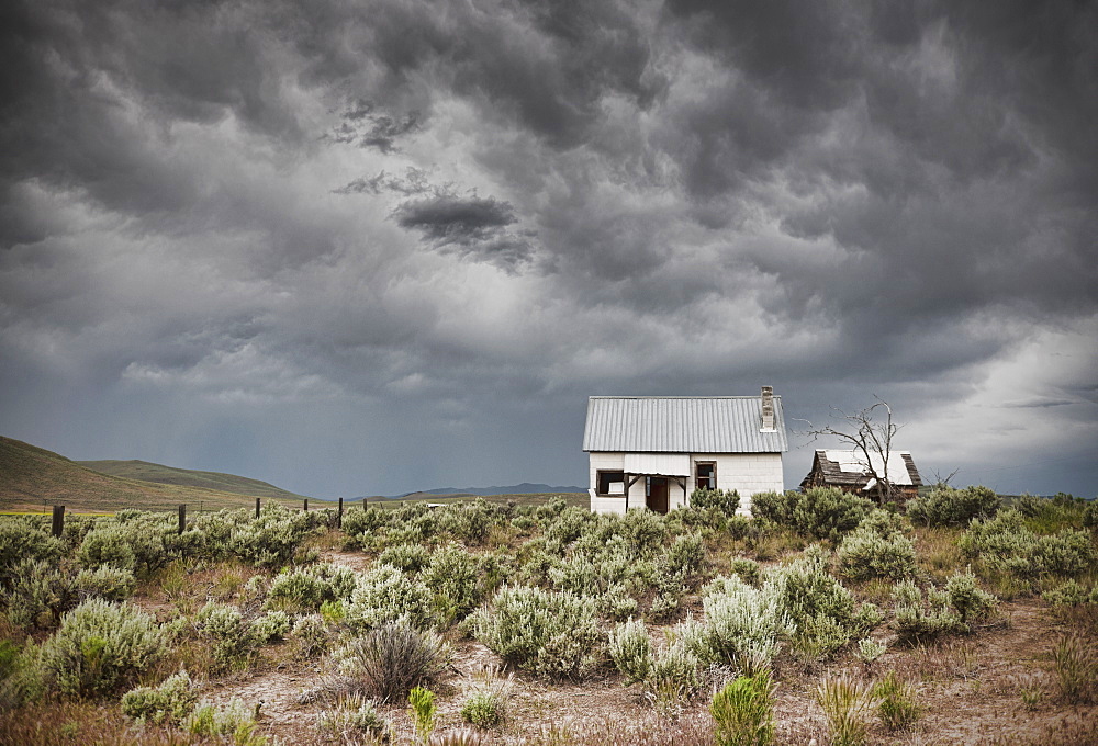 Abandoned Buildings Under a Dark Sky, Phoenix, Arizona, United States of America