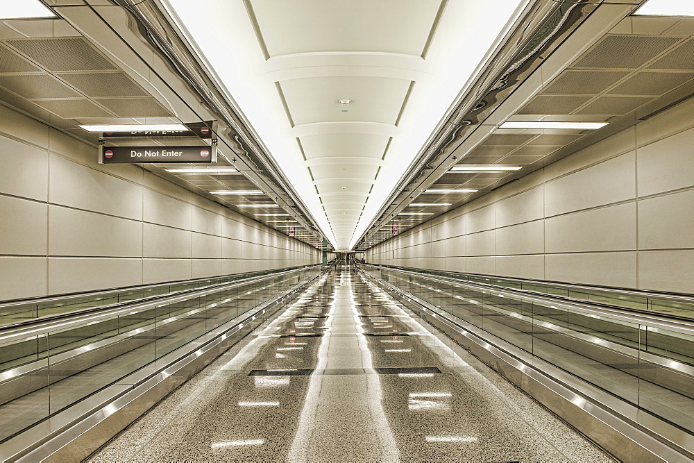 Empty airport walkway, Arlington, Virginia, United States of America