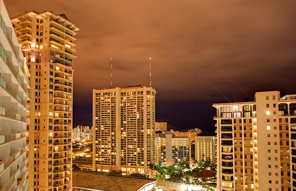 Honolulu Skyline at Night, Honolulu, HI, United States of America