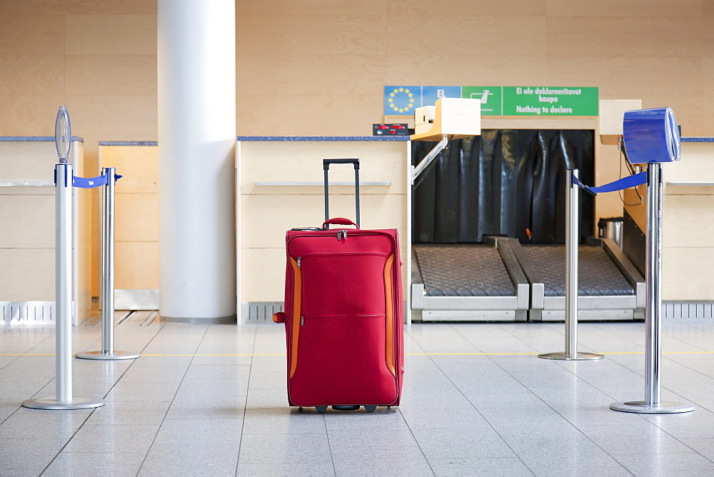 Luggage at an Airline Check-In Counter, Estonia